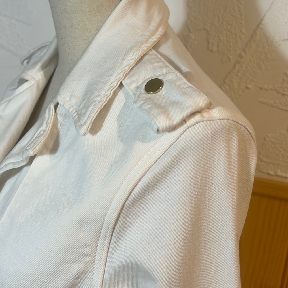Frame Denim White Military Style Cropped Jacket Sz-M - Picture 4 of 9